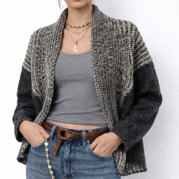 GAP Sweaters - GAP Lambswool Chunky Knit Boxy Open Cardigan Layering Sweater Parisian Boho | XS